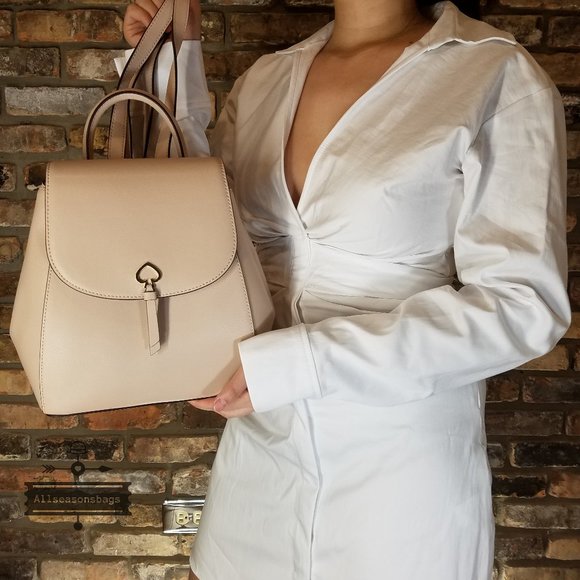 Kate Spade Medium Adel Backpack Warm BEIGE NWT display picture 3